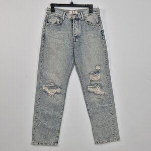 Free People Jeans Size 27  Dream Blue  Distressed Sun Bleached Vintage Look (61)